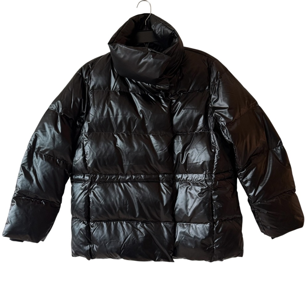 Lands' End Women's Down Puffer Coat Sz MP Black 600 Fill Power HyperDRY NWT